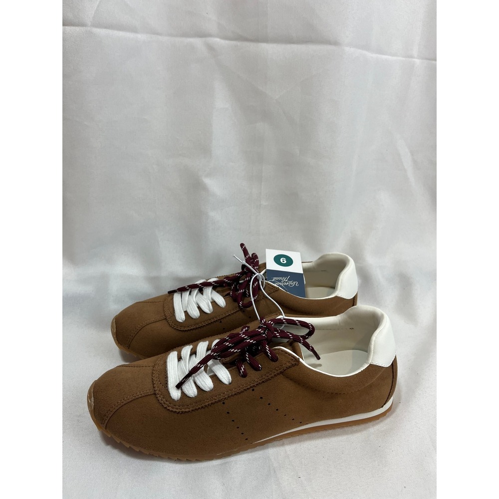 Universal Thread Womens Cognac Brown Faux Suede Lace Up Sneakers Size 9 NEW